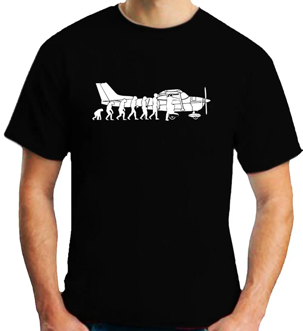 

2019 Summer Men'S Brand Clothing O-Neck Animal Evolution Cessna Pilot Flugzeug Fun Art Air Fly Airplane Aircraft Flug T-Shirt