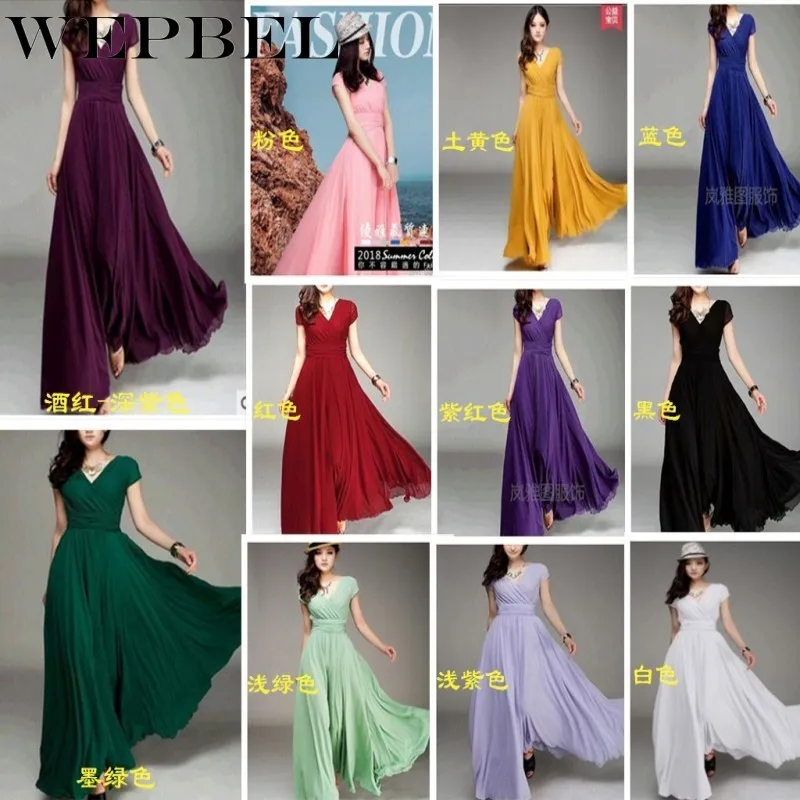

WEPBEL Women High Waist Elegant Party Dress Evening Gown Female Chiffon Maxi Long Dresses Plus Size S-5XL