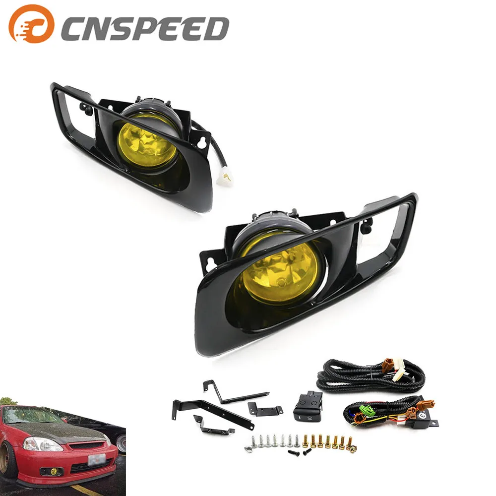 CNSPEED желтый/ясно, туман светильник лампы галогенные fit 99-00 для HONDA CIVIC 2/3/4 dr EK EM JDM комплект EX DX LX SI сэр HB HX YC100479