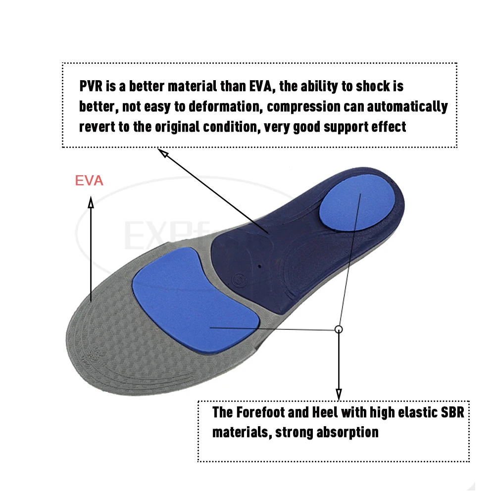 EXPfoot Премиум спортсмены SBR стельки стопы поглощает шок арки поддержка экстремальный комфорт Silpure антимикробный уменьшает запах 452