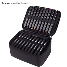 60 Slot Carrying Marker Case Holder  Canvas Zippered Markers Organizer for Art Marker Pen , Twin Tip Permanents Markers Case