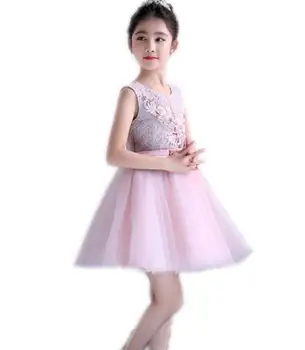 

2018 High Quality Handmade Autumn Girl wedding Dress Sleeveless Grid Dresses Girls Causal Boutique Kids Wear Baptism Girls dress