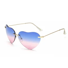 Corazón gafas de Sol Sin Montura Gafas Lindas Para Las Mujeres Calidad Polarizado Marco de La Vendimia Nuevo Diseñador de la Marca UV400 Ray Caliente Rosa Colorido