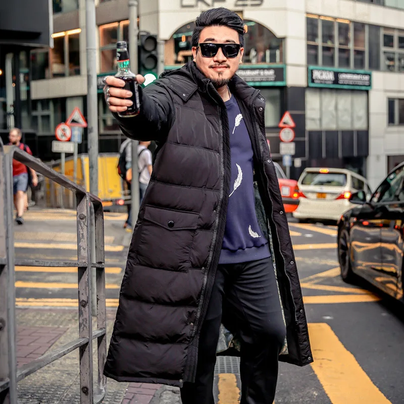 

2019 Winter new brand Men's Park jacket Men's Thick Cotton coat Long Paragraph Over the Knee jacket Detachable Hat Cotton coat