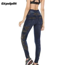 Gtpdpllt размера плюс женские леггинсы для фитнеса feminina эластичные джеггинсы джинсы трусики сексуальный макет карман Леопардовый принт штаны для тренировок