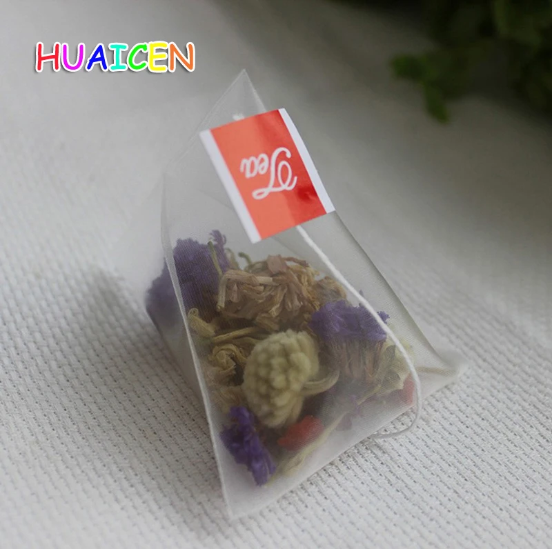 

1000pcs/lot Empty Nylon Tea Bags With String Heat Seal Filter Paper Herb Loose Disposable Tea infuser Strainer Customized logo