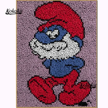 

DIY latch hook kits rug cartoon printed canvas knooppakket tapijten accessories carpet embroidery foamy floralkussen knooppakket