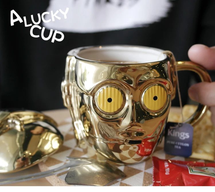 Koop Star Wars Lucky Koffie Mok R2D2 BB Darth vader 3D Koffie En Drink Cup Hoge Temperatuur Fabricage Keramiek Gratis Verzending