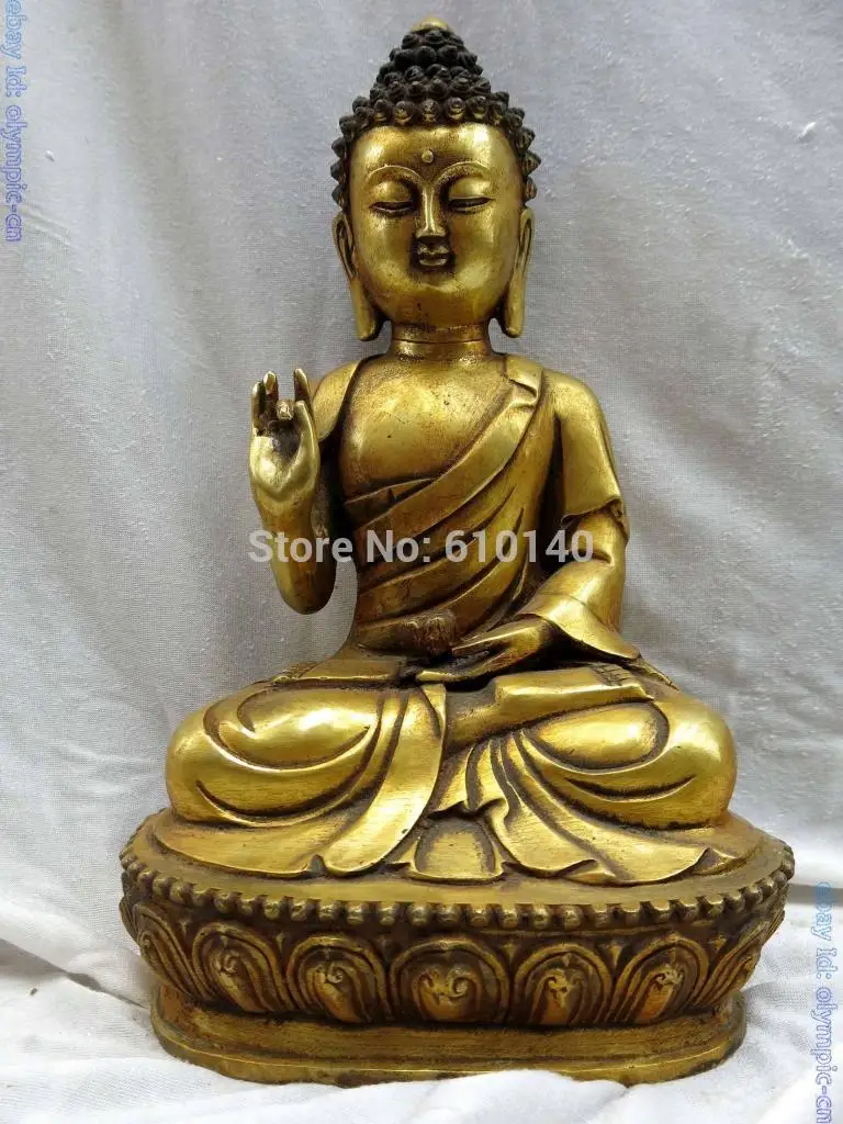 

12" China bronze carved beautiful Buddhism Medicine Buddha Sculpture Statue