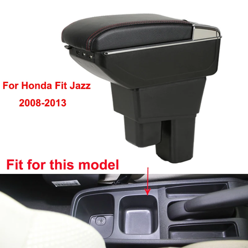 Для Honda Fit Jazz 2008-2013 автомобильный подлокотник с зарядкой от usb, двойной слой, центральный магазин, держатель для чашки, пепельница, стиль