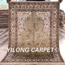 YILONG 2,75 'x4' ковер тавризский Шелковый бежевый vantage ручной работы изысканный турецкий Шелковый коврик цены(HF018A2.75x4