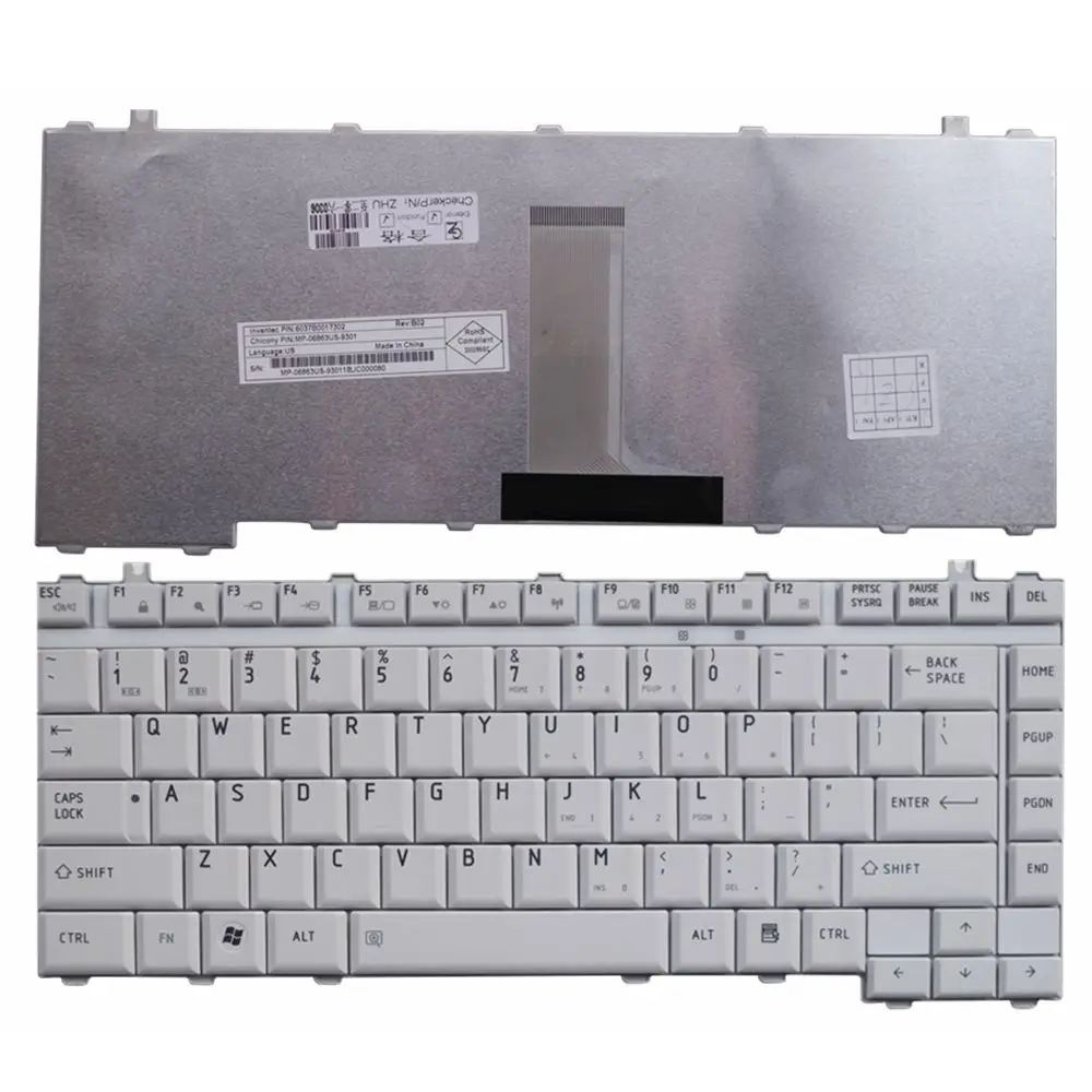 GZEELE США новая клавиатура для ноутбука Toshiba Satellite A200 L331 M216 L323 L322 A203 A205 A210 A215 M207 английская Замена keybaords - Цвет: Белый