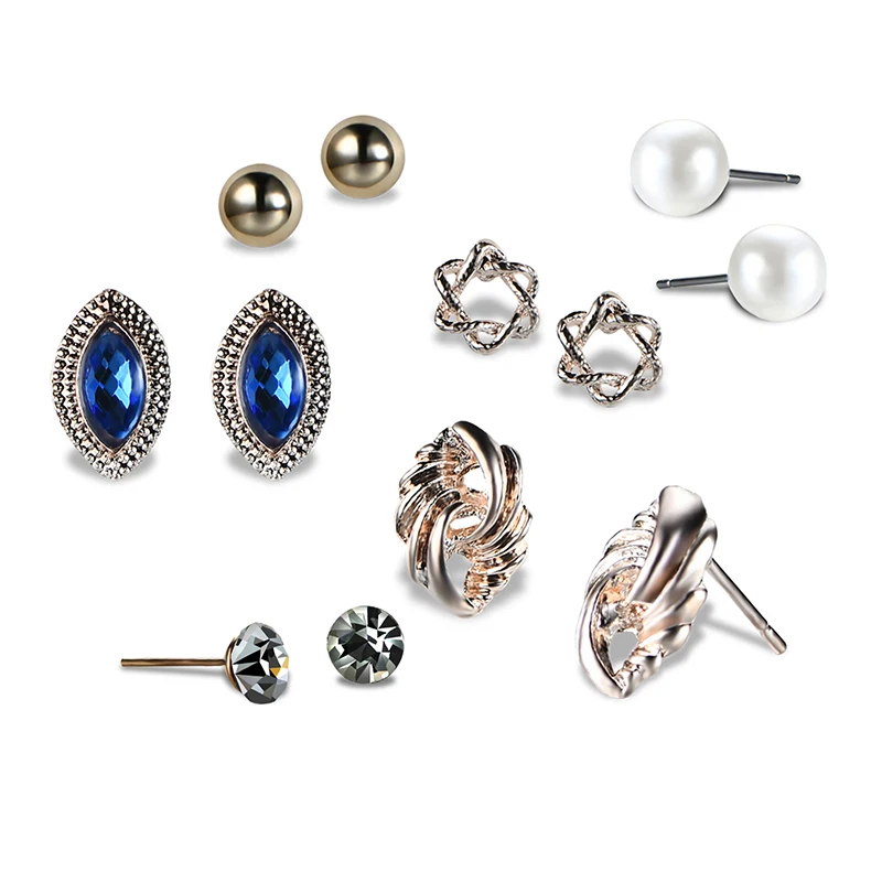 

MISANANRYNE New 6 Pairs/Set Vintage Bohemian Style Stud Earrings Sets for Women Unique Design Fashion Personality Jewelry Gift