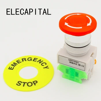 

LHLL- Red Mushroom Cap 1NO 1NC DPST Emergency Stop Push Button Switch AC 660V 10A