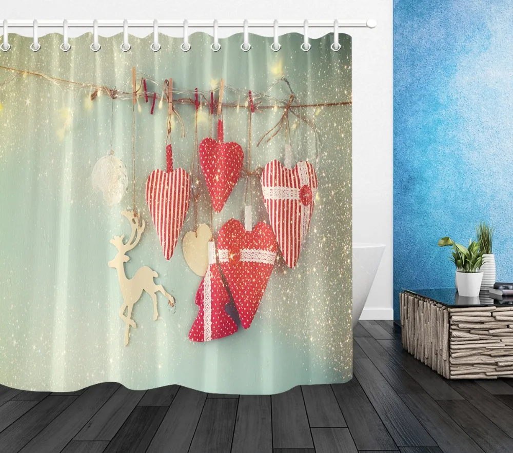 Retro Christmas Tree 100/% Polyester Bathroom Shower Curtain Decor Bath Mat Rug