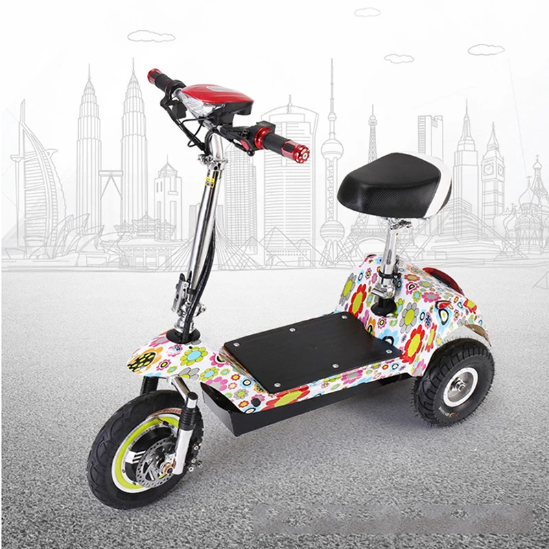  Adults Electric Tricycle Citycoco Electric Scooter Foldable Collapsible with children's seat and Ba