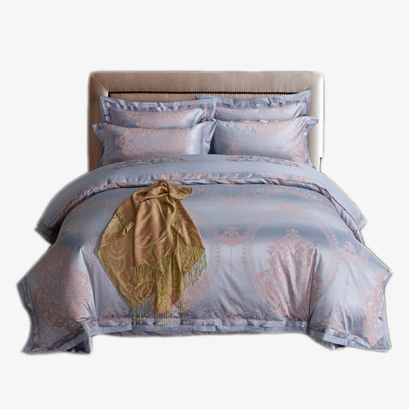 

Palace Embroidery Jacquard bedding set Egyptian cotton silk comforter covers bed spread king full size 4/5pc girl wedding linens