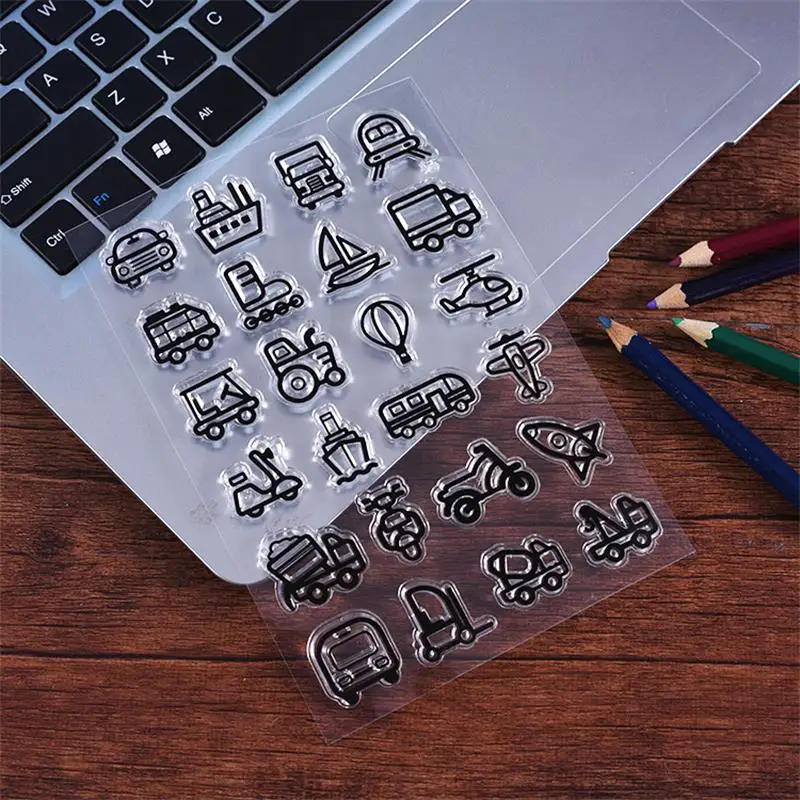 

New Transport Transparent Silicone Clear Rubber Stamp Sheet Cling Scrapbooking DIY Ctue Pattern Decorating Stamps