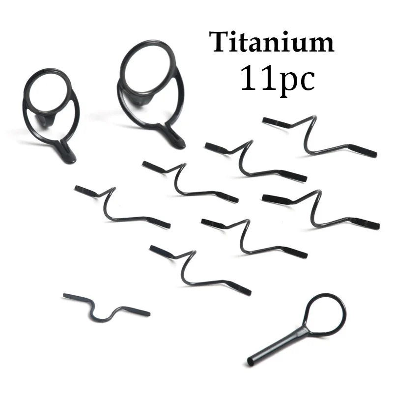 Maximumcatch титановые/хромированные направляющие для удочек Набор для 9ft 4wt до 10wt 11 шт. наконечник крюк аксессуары для рыбалки нахлыстом - Цвет: Titanium