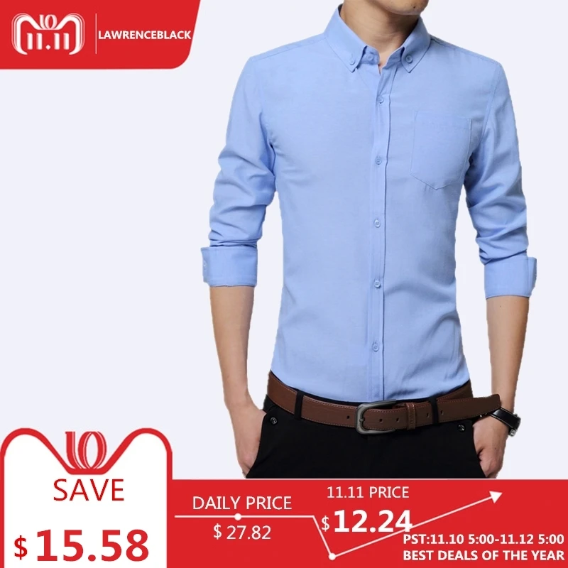 Buy Cotton Business Office Shirts Work Dress Shirt Men Solid Fashion Brand