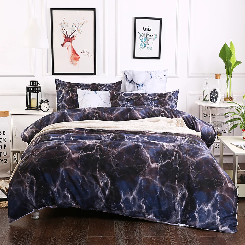

FANAIJIA Marble pattern 3d printing bedding sets queen size black duvet cover set with Pillowcase AU size Bedlinen Home textile