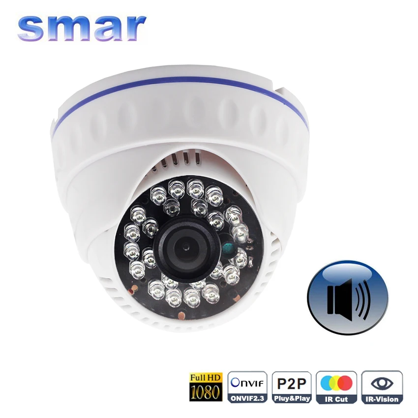  Onvif Full HD 1080P IP Camera Support Audio With External Microphone Pickup Day & Night Dome Camera  