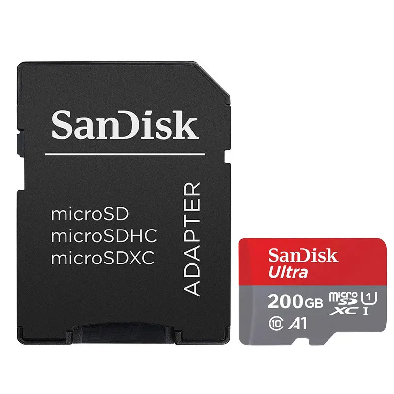 Двойной Флеш-накопитель SanDisk Memory Card 256 ГБ 200 ГБ 128 Гб 64 ГБ 32 ГБ оперативной памяти, 16 Гб встроенной памяти, ультра Micro SD карты памяти SDHC/SDXC Class10 UHS-I 98-100 МБ/с. высокое Скорость TF карты - Емкость: 200GB