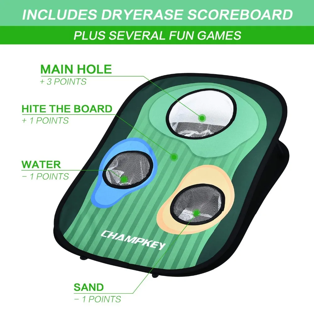 Champkey جولف كورنهولي لعبة | يشمل التقطيع الهدف ، 16 رغوة كرات ، ضرب حصيرة ، لوحة التسجيل وحمل القضية