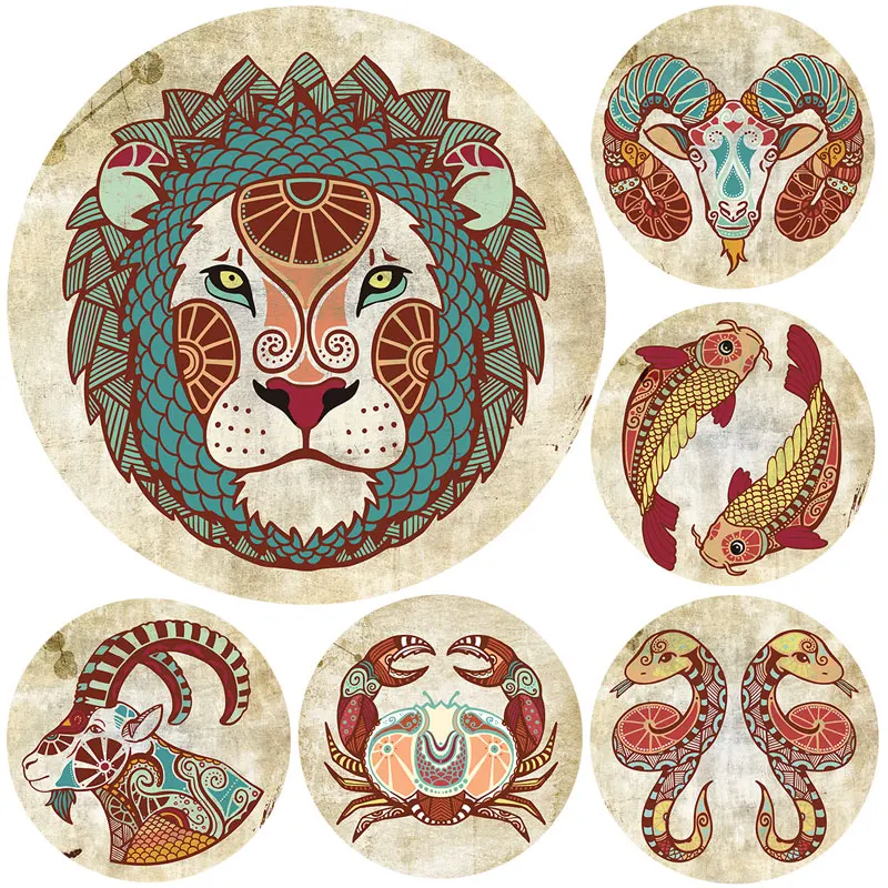 

Chinese Style 12 Horoscopes Carpet Cartoon Circular Bedroom Living Room Household Floor Mat