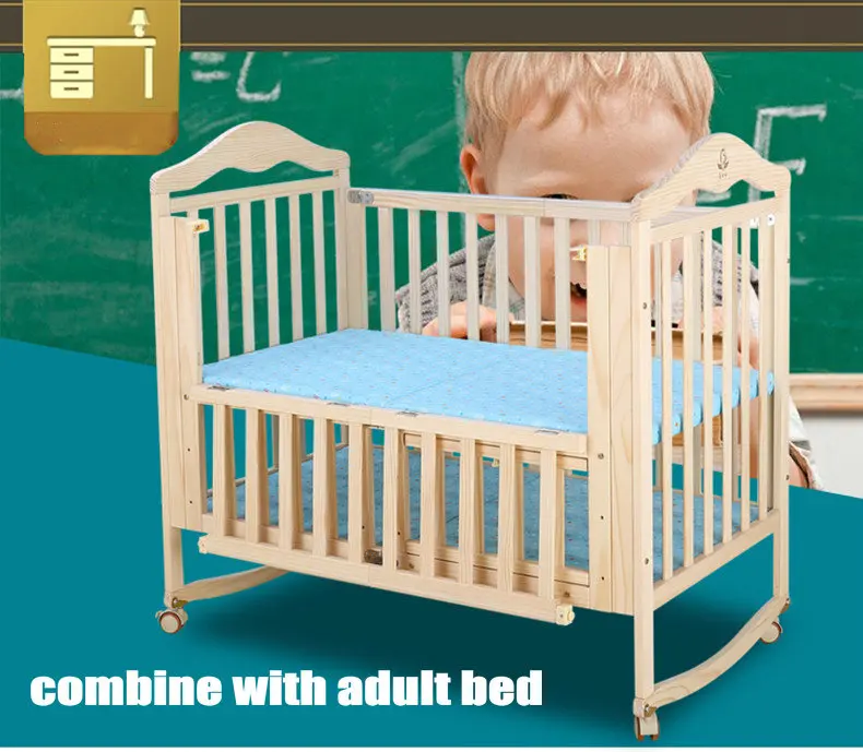 Berço de Madeira de Pinho Berço de Balanço Berço com Mosquiteiro Pinho com 4 Dobrável com 4 Rodas Bloqueáveis Nenhuma Pintura Bebê Portátil Infantil 13 pinho com 4 rodas lockable, nenhum berço