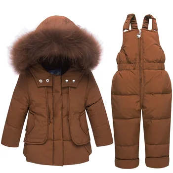 

2018 New Winter Girls Boys Hooded Suits Clothing Kids Ski Suit Snowsuit 2Pcs Set Down Jacket Jumpsuit Children Clothing Set P110