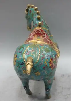 

Chinese Feng Shui Bronze Copper Cloisonne Flower Tang Horse Horses Statue