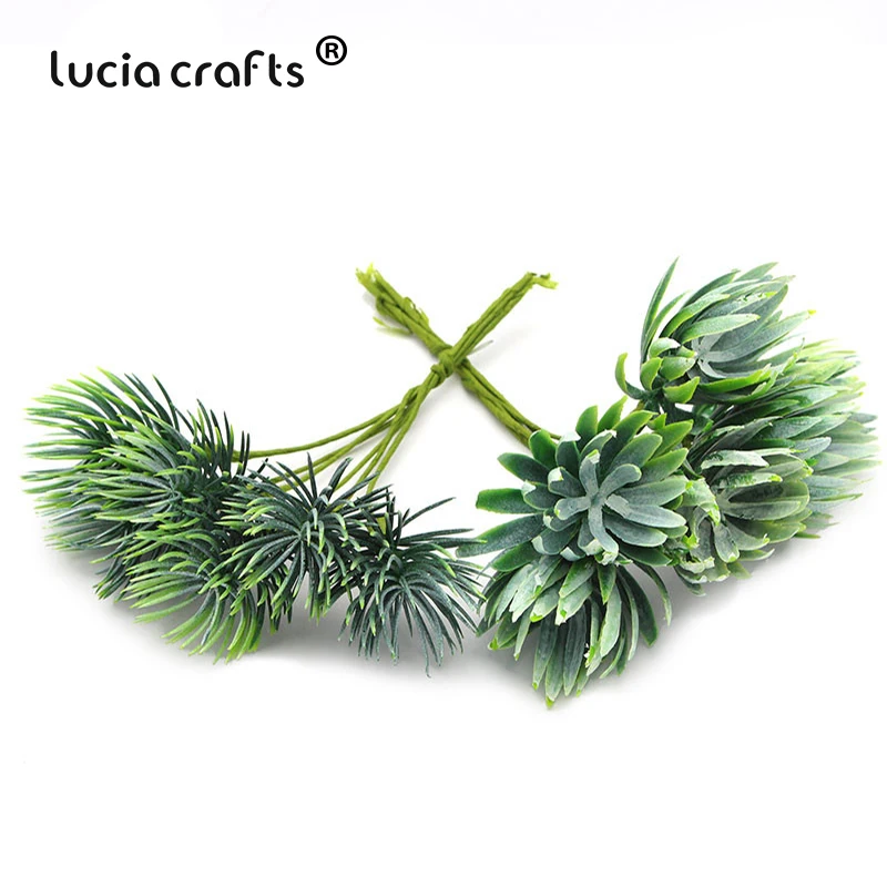 Lucia crafts 1 набор(6 головок) зеленая пластиковая искусственная трава для свадебной вечеринки украшения дома и офиса DIY аксессуары A0803