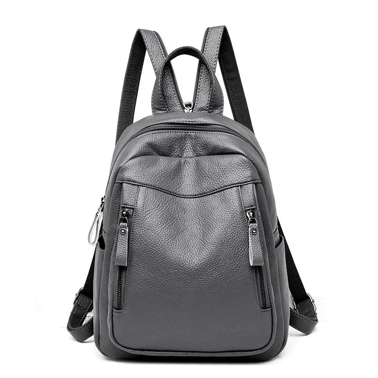 Для женщин рюкзак мягкий из искусственной кожи рюкзаки женские школьные рюкзаки для девочек высокое качество Bookbag mochilas многофункциональный груди мешок - Цвет: Серый
