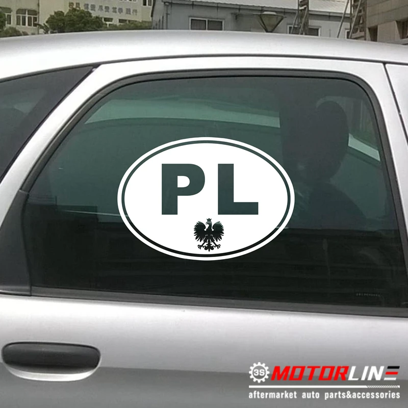 

Poland Polska Eagle PL Oval Country Code Polish Polski Car Vinyl Decal Sticker pick size color