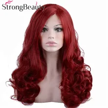 StrongBeauty длинные волнистые красные кружева спереди парик синтетические волосы термостойкие парики