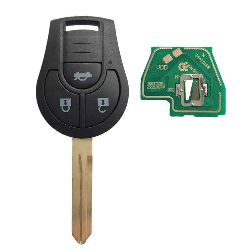 

Dzanken 3 Buttons Remote Car Key 315MHZ for Nissan Sylphy Versa Sunny Micra & Transponder Chip& Uncut Blade