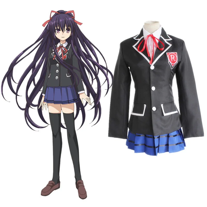 

Anime Date A Live Cosplay Tokisaki Kurumi Yatogami Tohka Tenka School Uniforms Cos Halloween Party Full Set