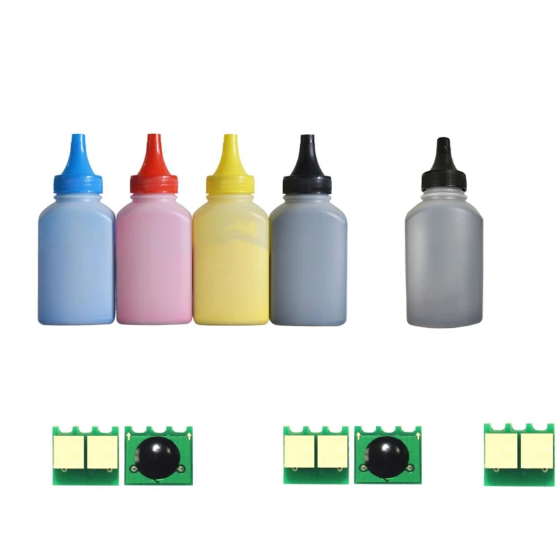 pó para hp Garrafas em pó + 5 Toner Pro 200 M251n M251nw M276n M276nw 5 Pces Chip Cf210a Cf211a Cf212a Cf213a Cor