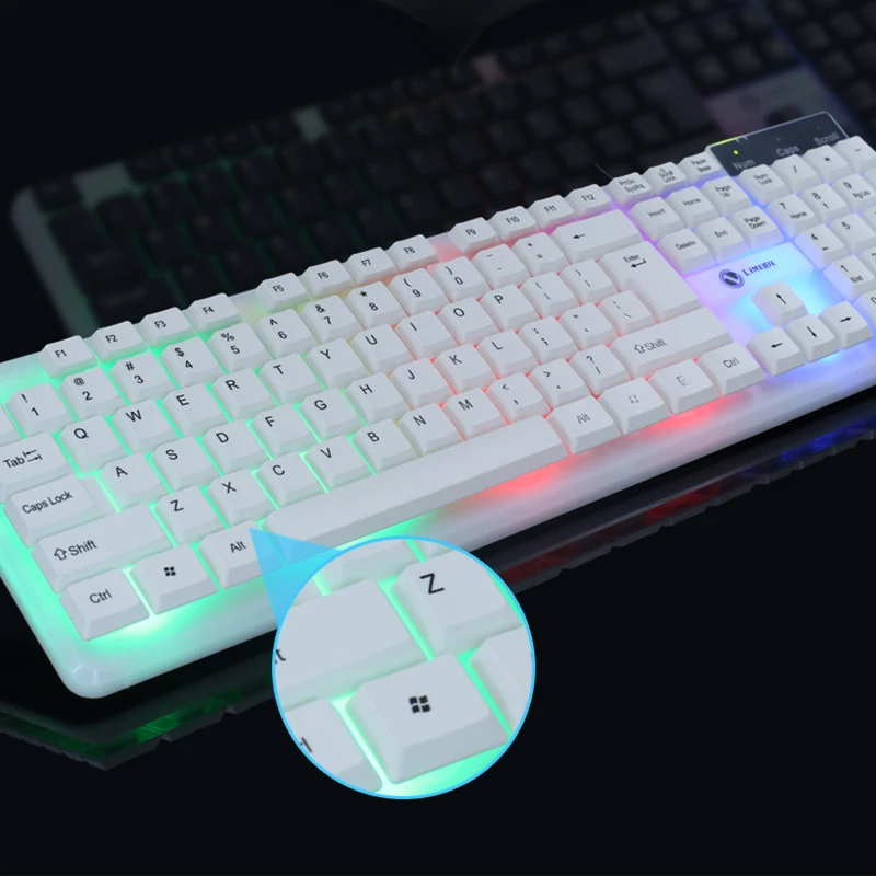 Цветной светодиодный USB проводной ПК с подсветкой радужная игровая клавиатура