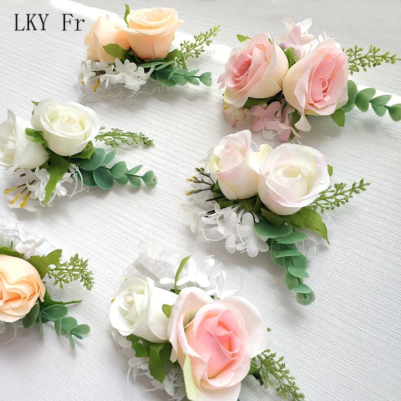 

LKY Fr Wedding Wrist Corsage Bracelet Bride Wrist Corsage Wedding Bracelet Bridesmaid Flower Mariage Wedding Witness Accessories