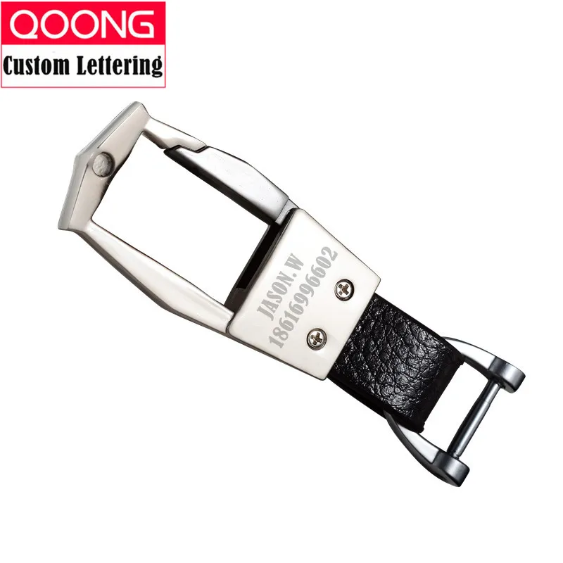 

QOONG Men Metal Leather Keychain Detachable Car Key Ring Horseshoe Buckle Key Chain Waist Hanged Key Holder Jewelry Gift Y65