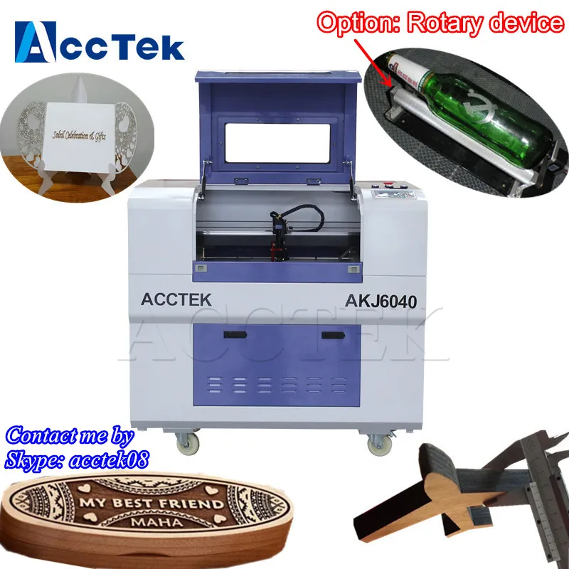 Cheap price co2 laser engraver AKJ6040 mini laser stamp engraving