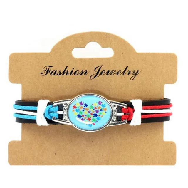 New Fashion Heart Autism Awareness Leather Bracelet Adjule New Fashion Heart Autism Awareness Leather Bracelet Adjule Cuff For Men And Women Jewelry