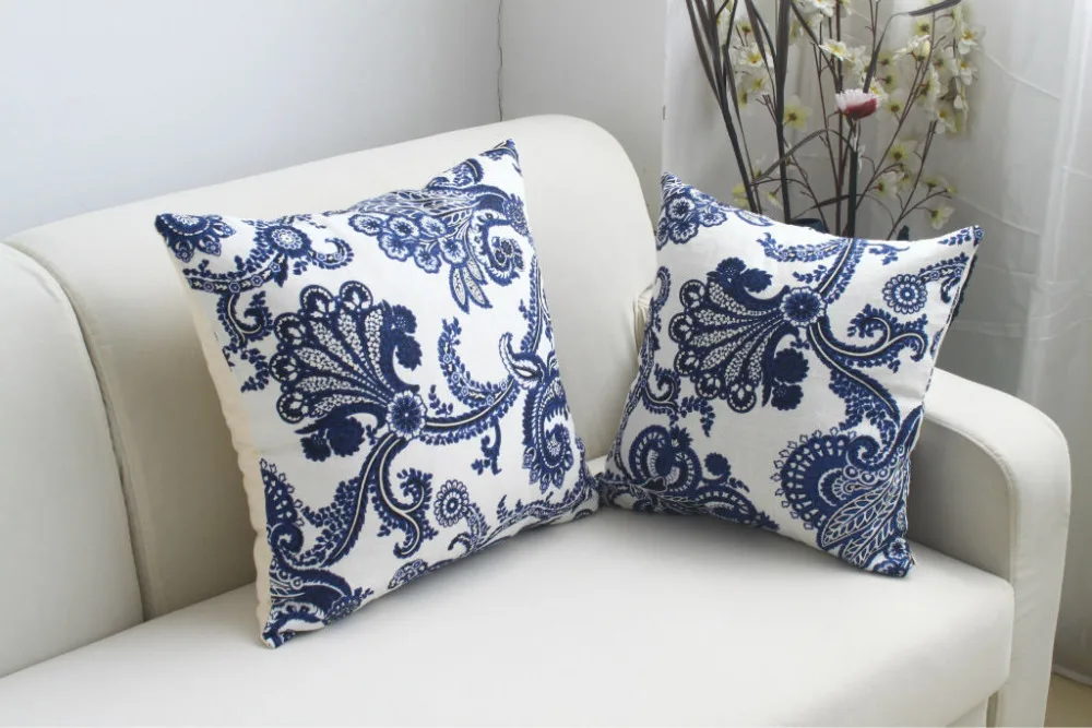 

Wholesale 2PCS Lot Dark Blue Cotton Cushion Cover 45*45cm