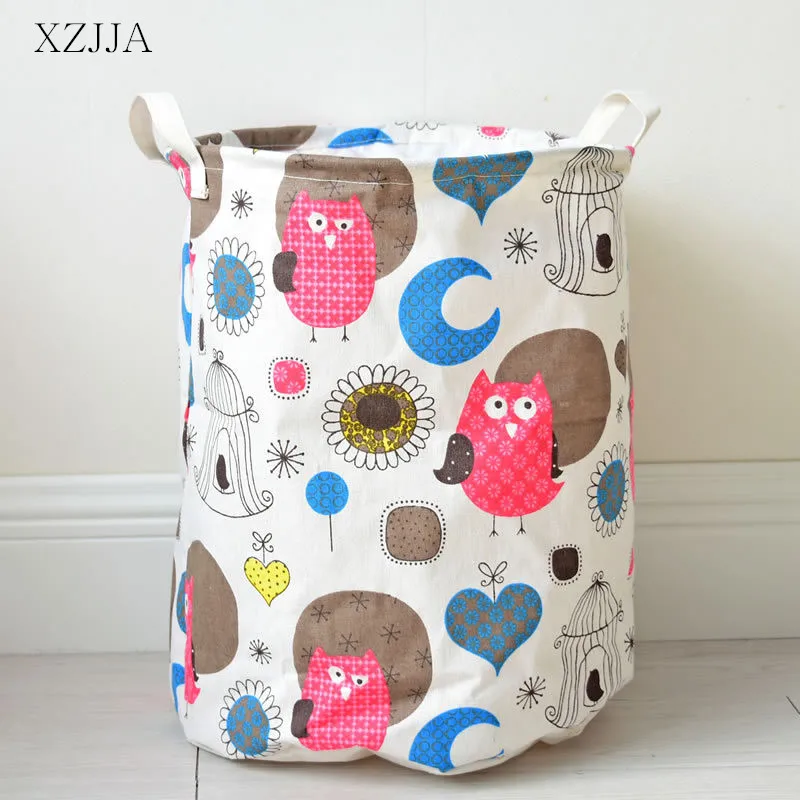 XZJJA Folding Laundry Basket Cute Kids Toys Storage Box Cartoon Owl