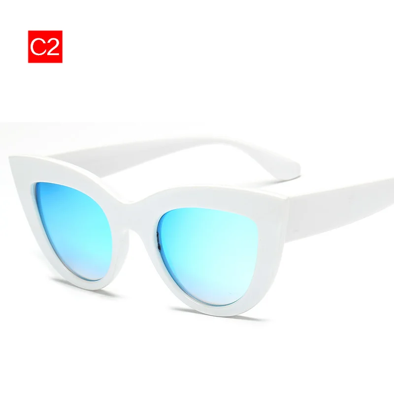 Oulylan Cat Eye Sunglasses Women Luxury Gradient Sun Glasses Female Brand Designer Cateyes Eyewear Shades for Ladies - Цвет линз: white