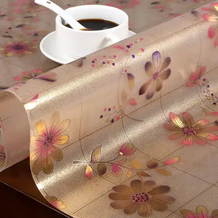 H 1.0mm pvc soft glass tablecloth waterproof and oil-proof tea table mat crystal soft board kitchen pattern oil tablecloth - Цвет: H 1.0mm