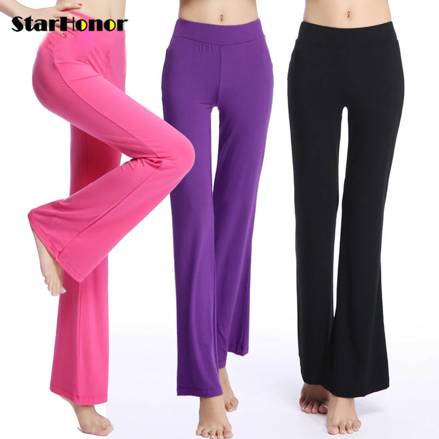 Latin Dance Yoga Pants Woman Model Fitness Leggings Sports Gym Exercise Loose Sweatpants Solid