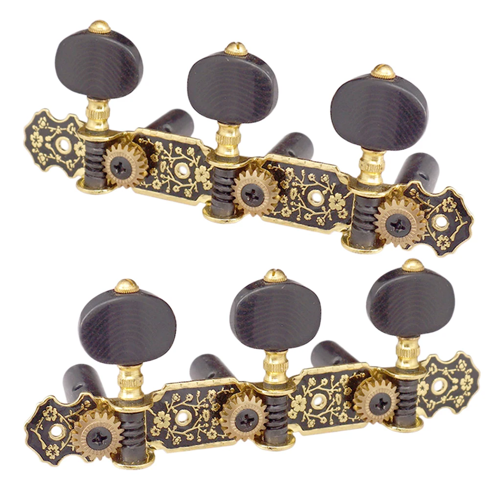 2pcs Gold&Black Plate Classical Guitar Strings Tuning Pegs Keys Tuners Musical Stringed Instruments for Classical Guitars Parts